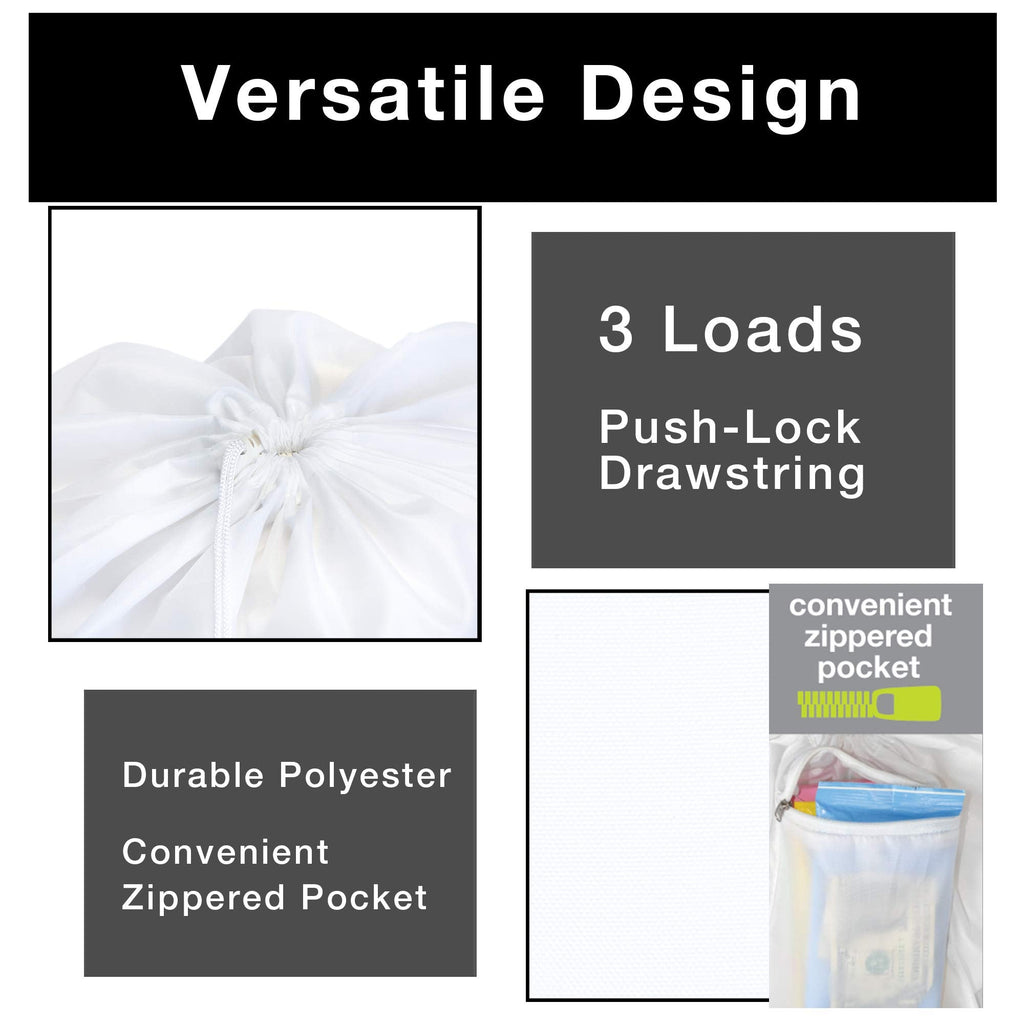 Mesh Laundry Bag with Handle and Push Lock Drawstring - Multiple Options