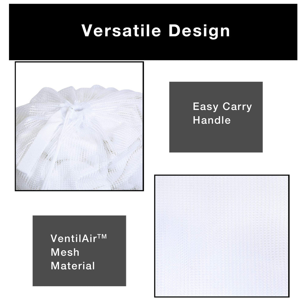 Mesh Laundry Bag with Handle and Push Lock Drawstring - Multiple Options