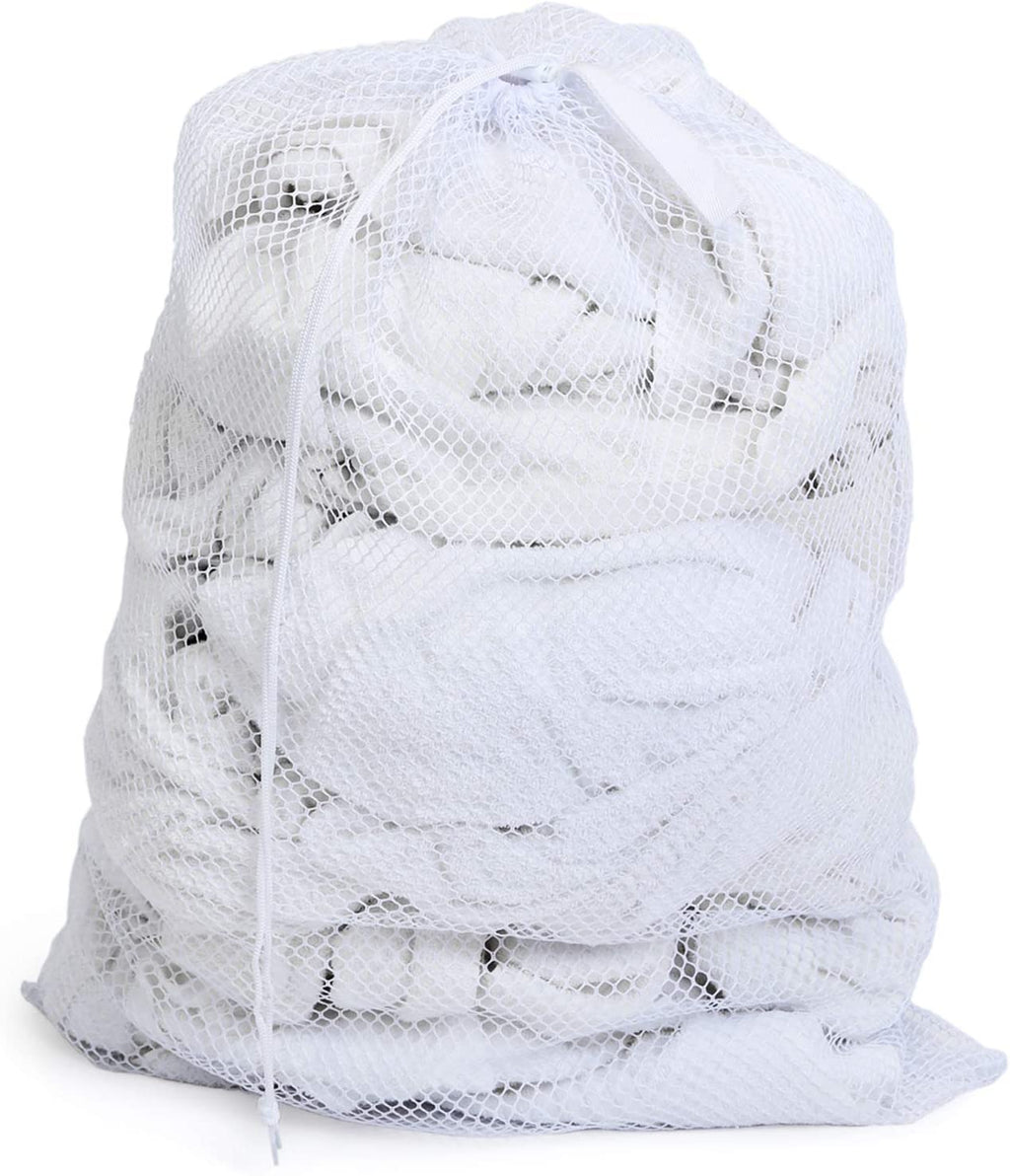 Mesh Laundry Bag with Handle and Push Lock Drawstring - Multiple Options