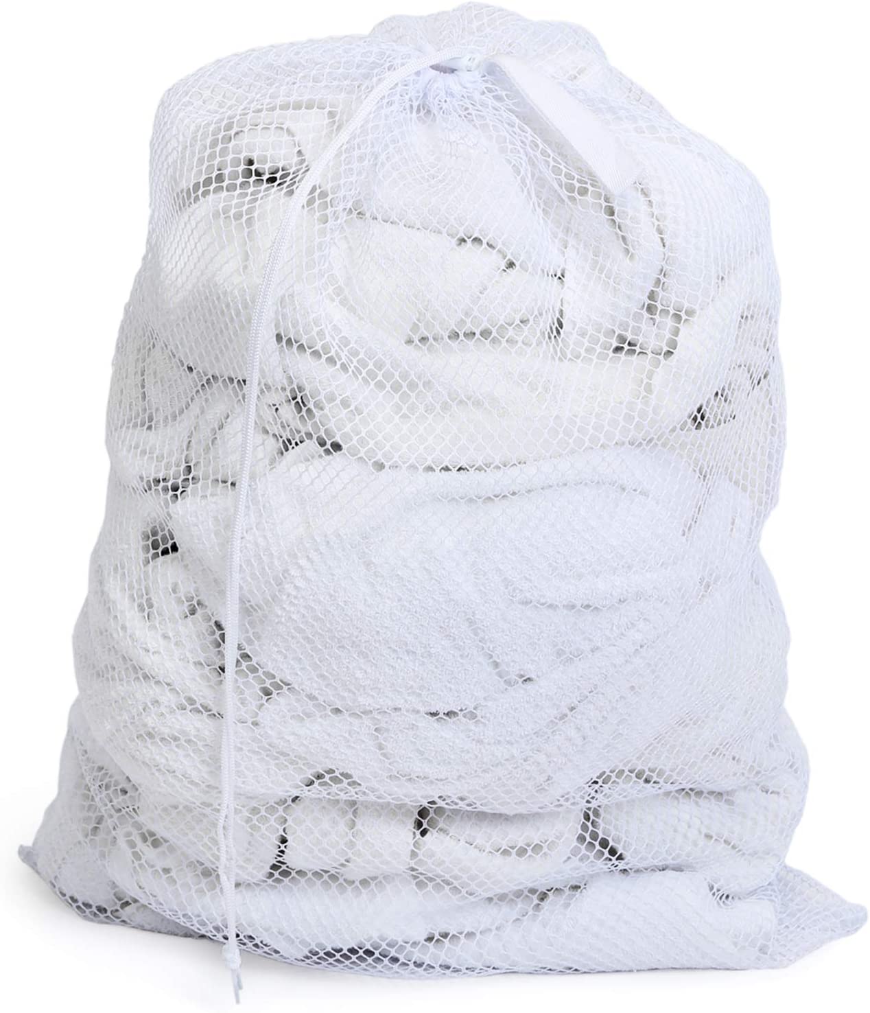 Mesh Laundry Bag with Handle and Push Lock Drawstring - Multiple Options