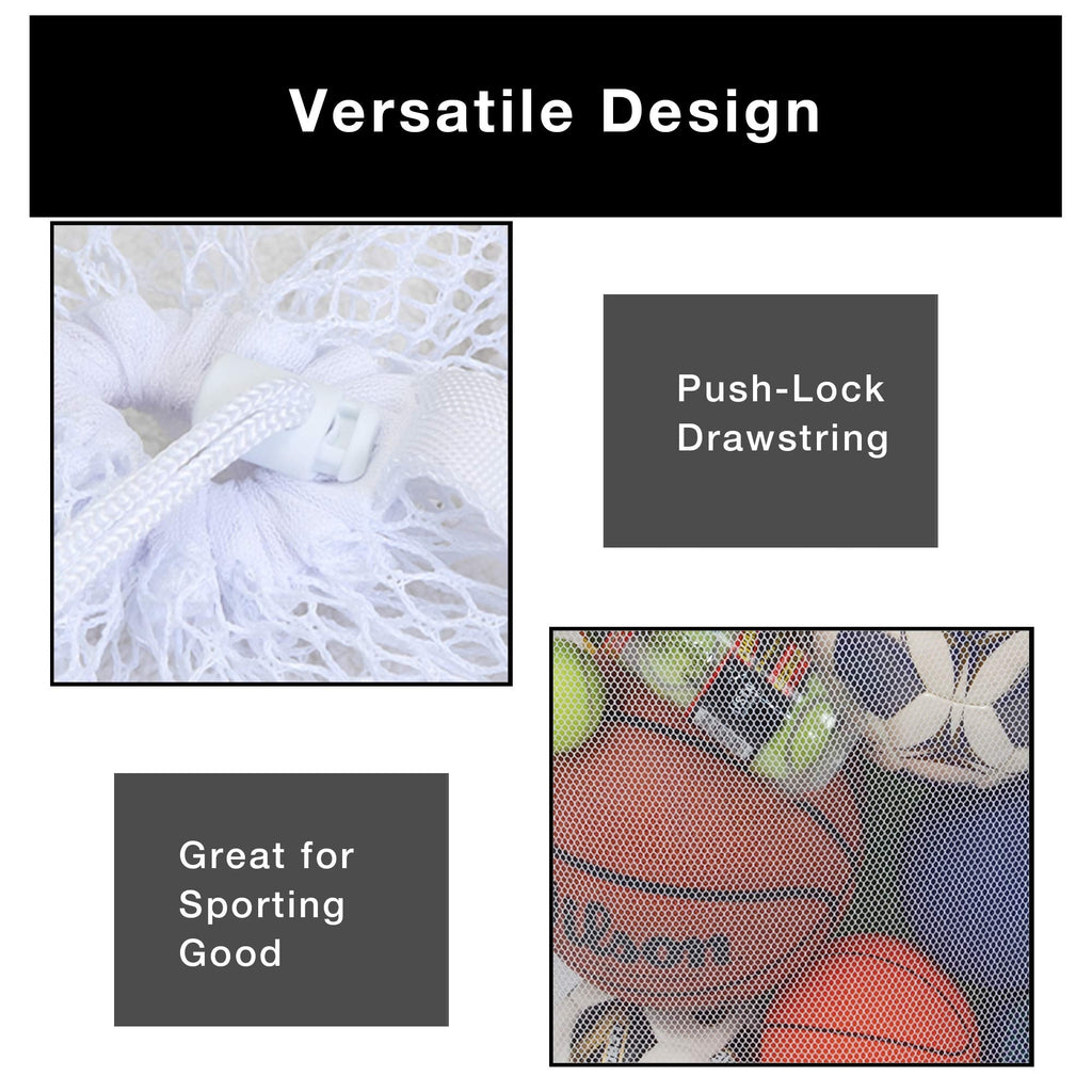Mesh Laundry Bag with Handle and Push Lock Drawstring - Multiple Options