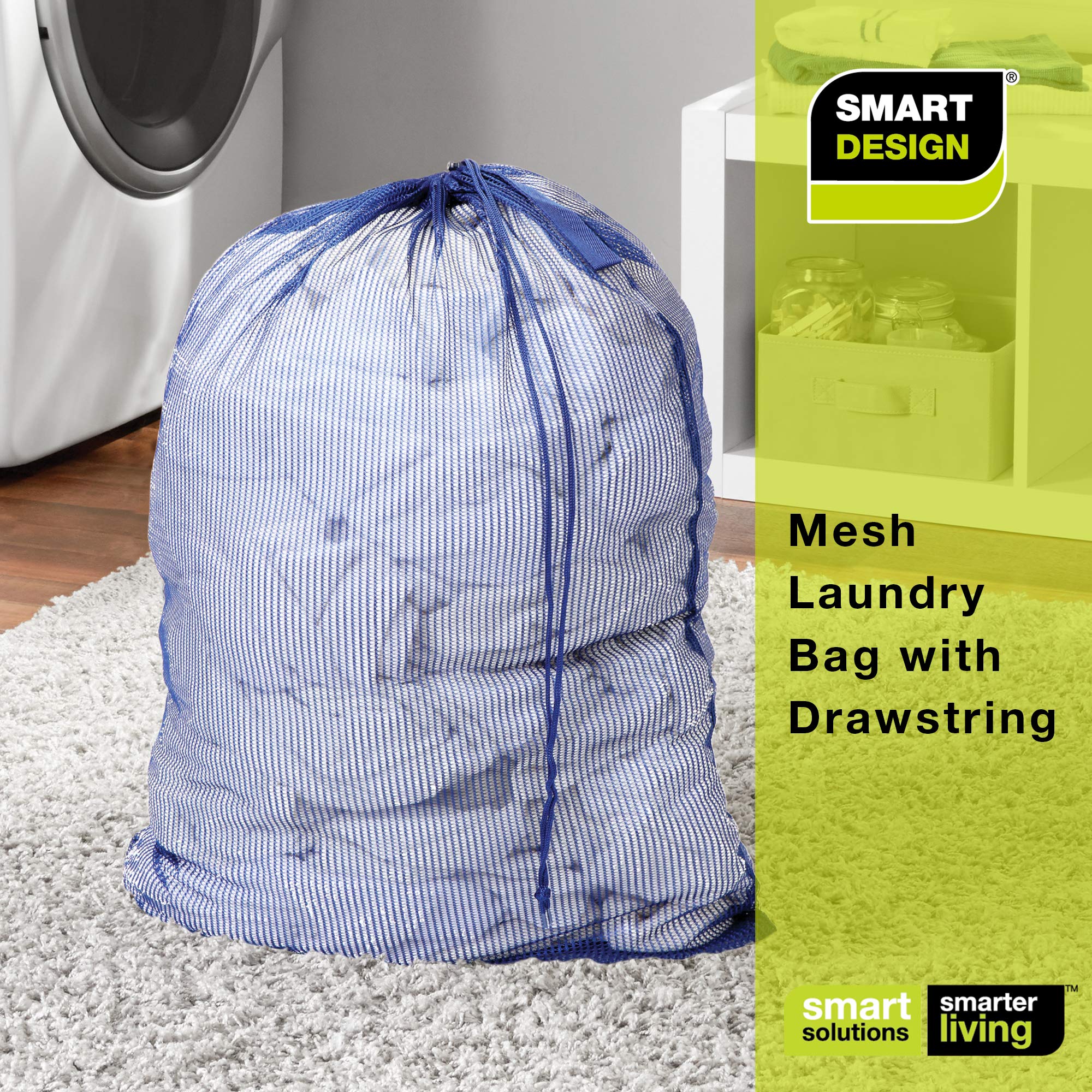 Mesh Laundry Bag with Handle and Push Lock Drawstring - Multiple Options