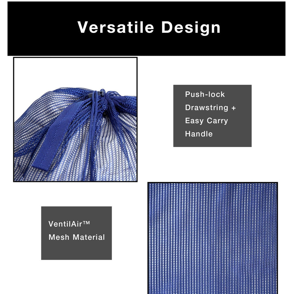 Mesh Laundry Bag with Handle and Push Lock Drawstring - Multiple Options