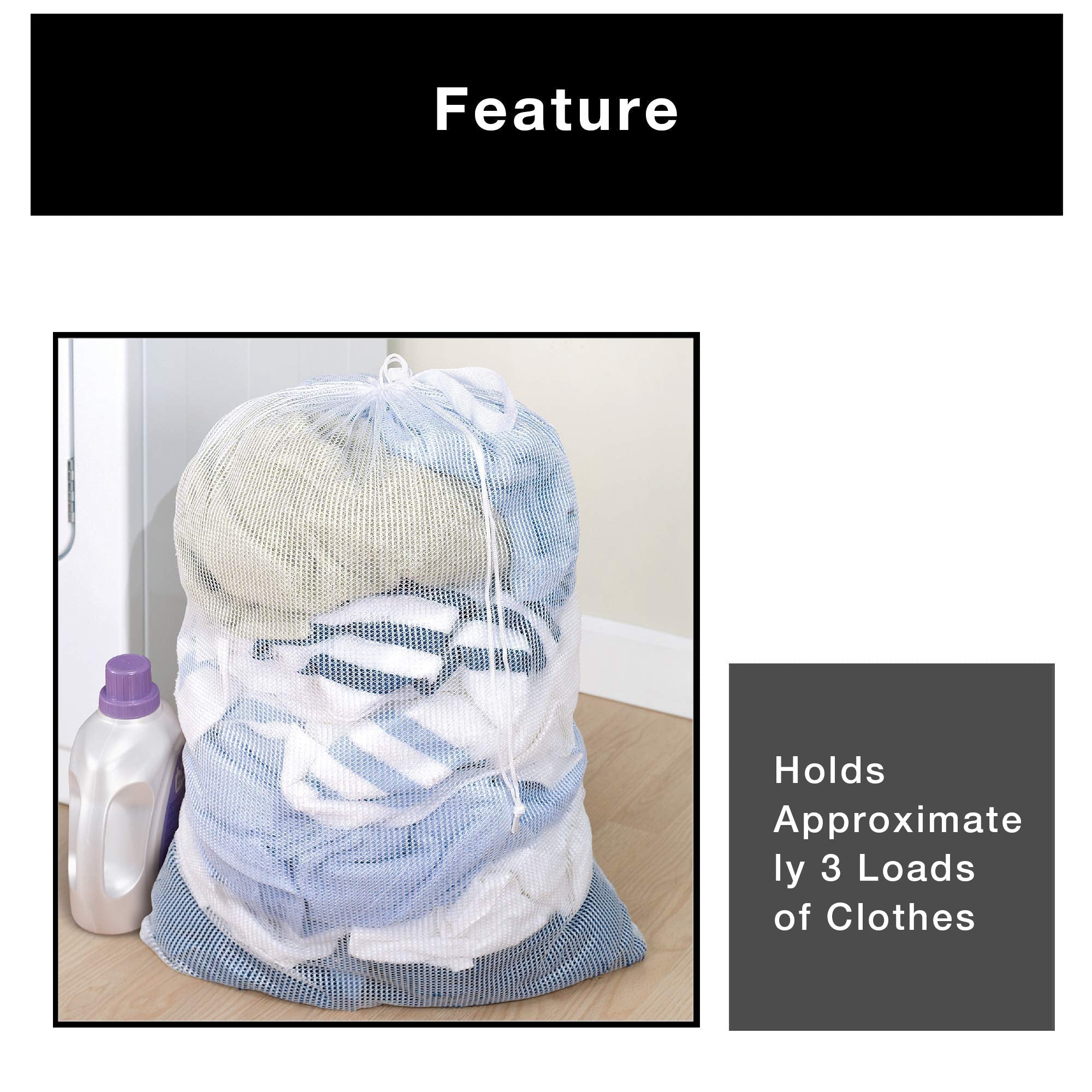 Mesh Laundry Bag with Handle and Push Lock Drawstring - Multiple Options