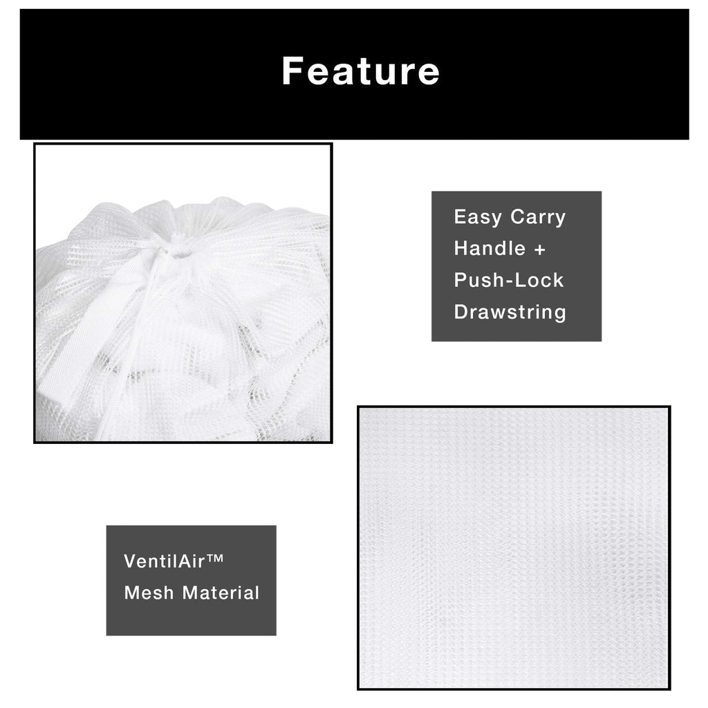 Mesh Laundry Bag with Handle and Push Lock Drawstring - Multiple Options