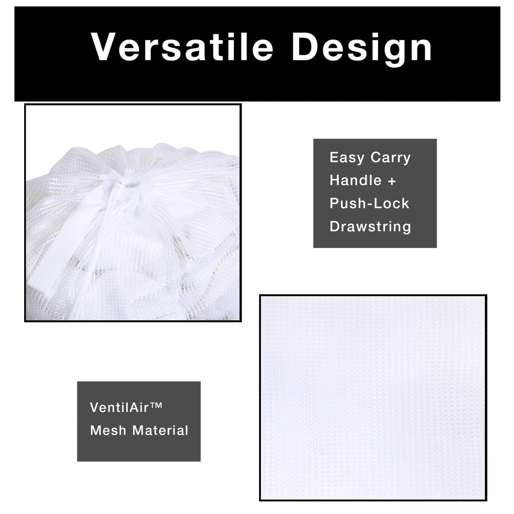 Mesh Laundry Bag with Handle and Push Lock Drawstring - Multiple Options