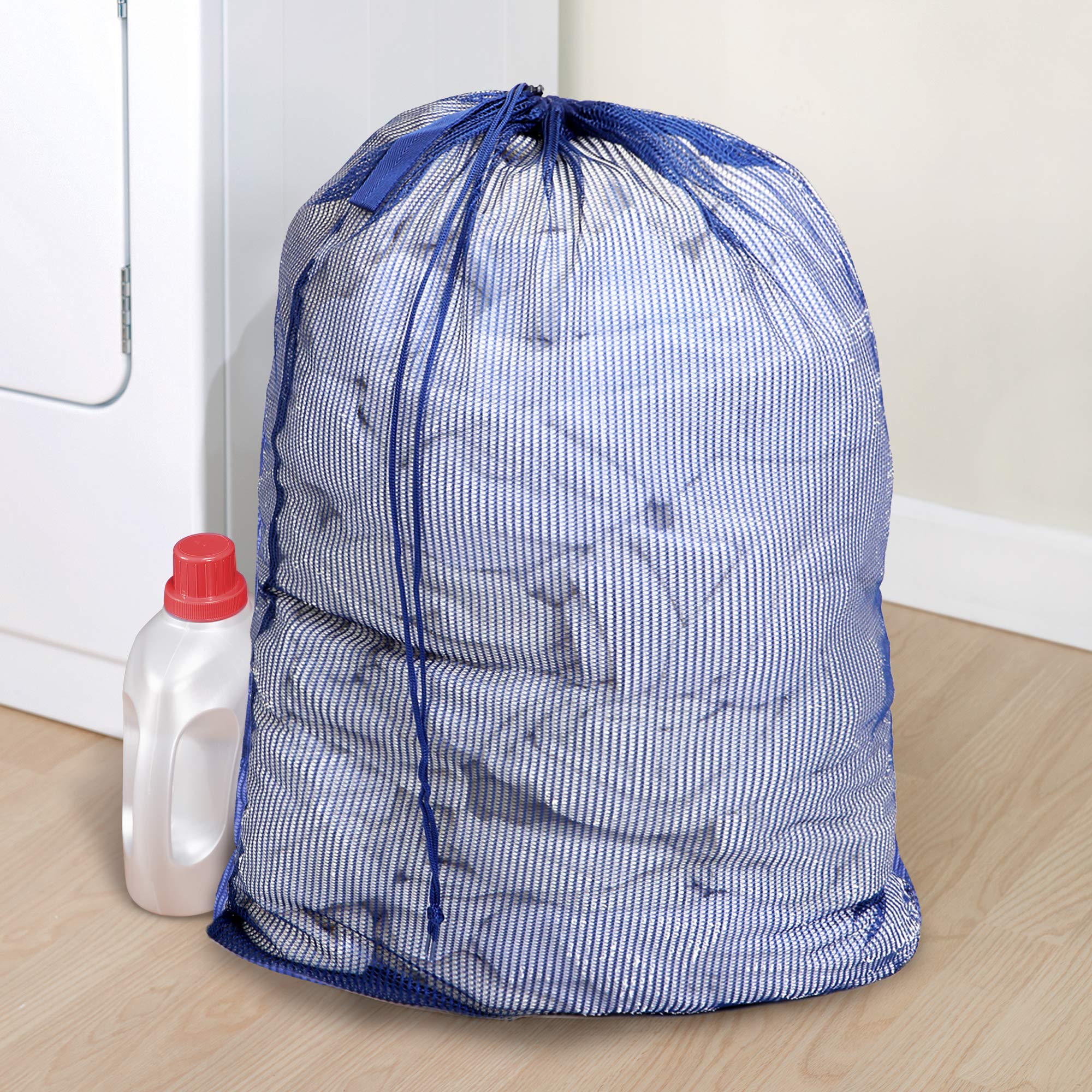 Mesh Laundry Bag with Handle and Push Lock Drawstring - Multiple Options