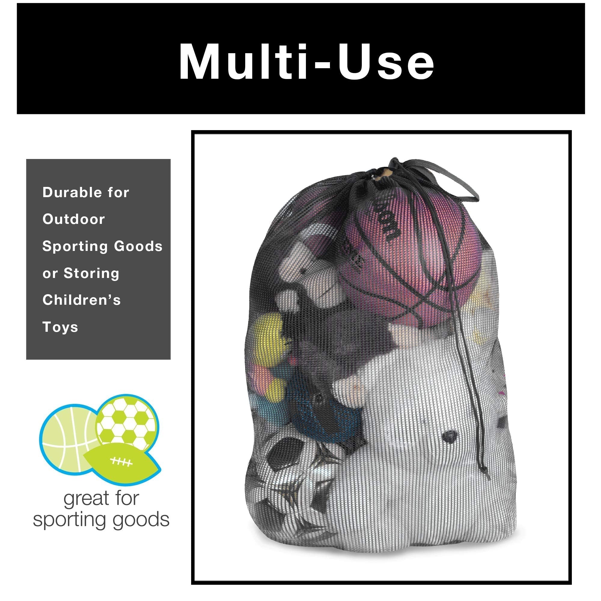 Mesh Laundry Bag with Handle and Push Lock Drawstring - Multiple Options