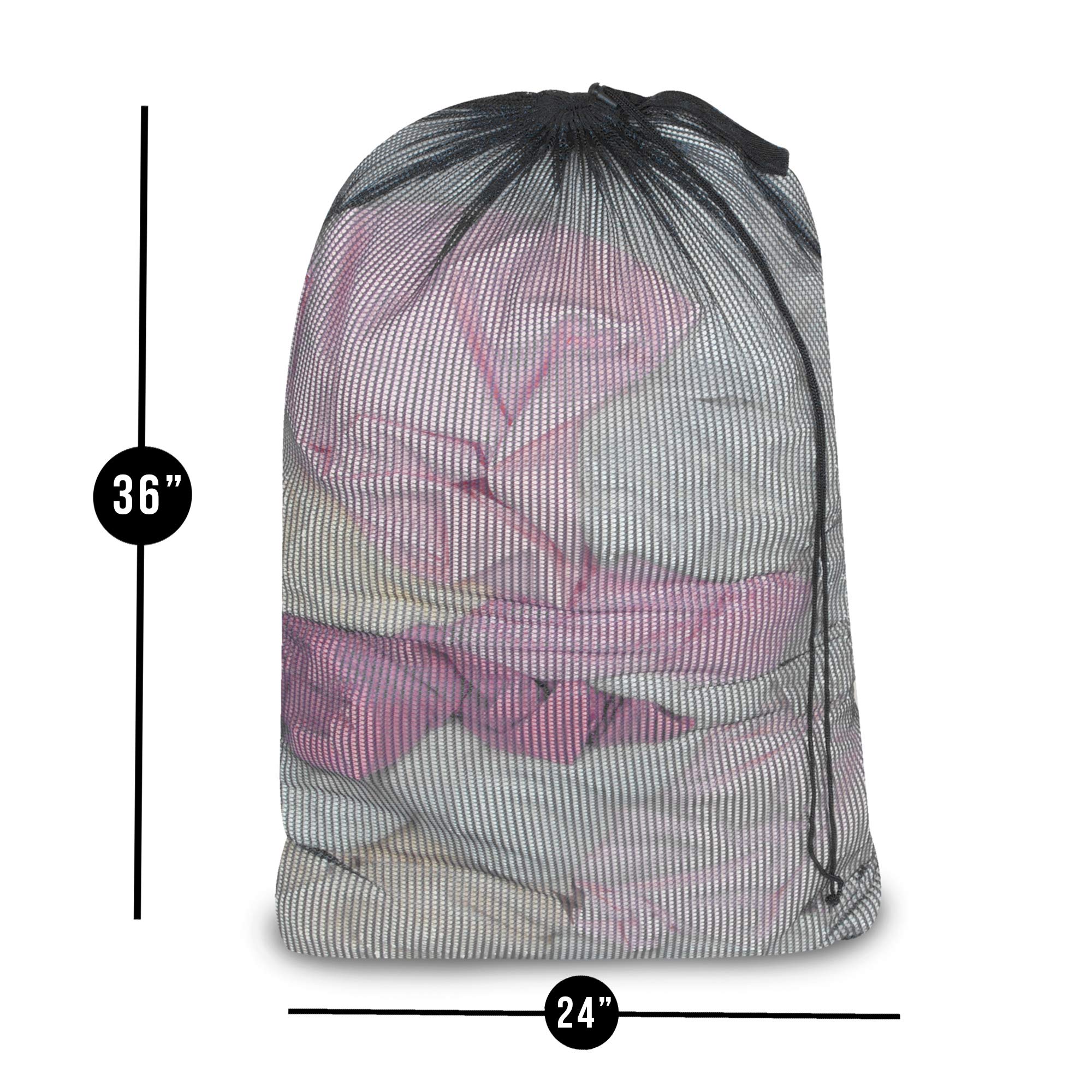 Mesh Laundry Bag with Handle and Push Lock Drawstring - Multiple Options