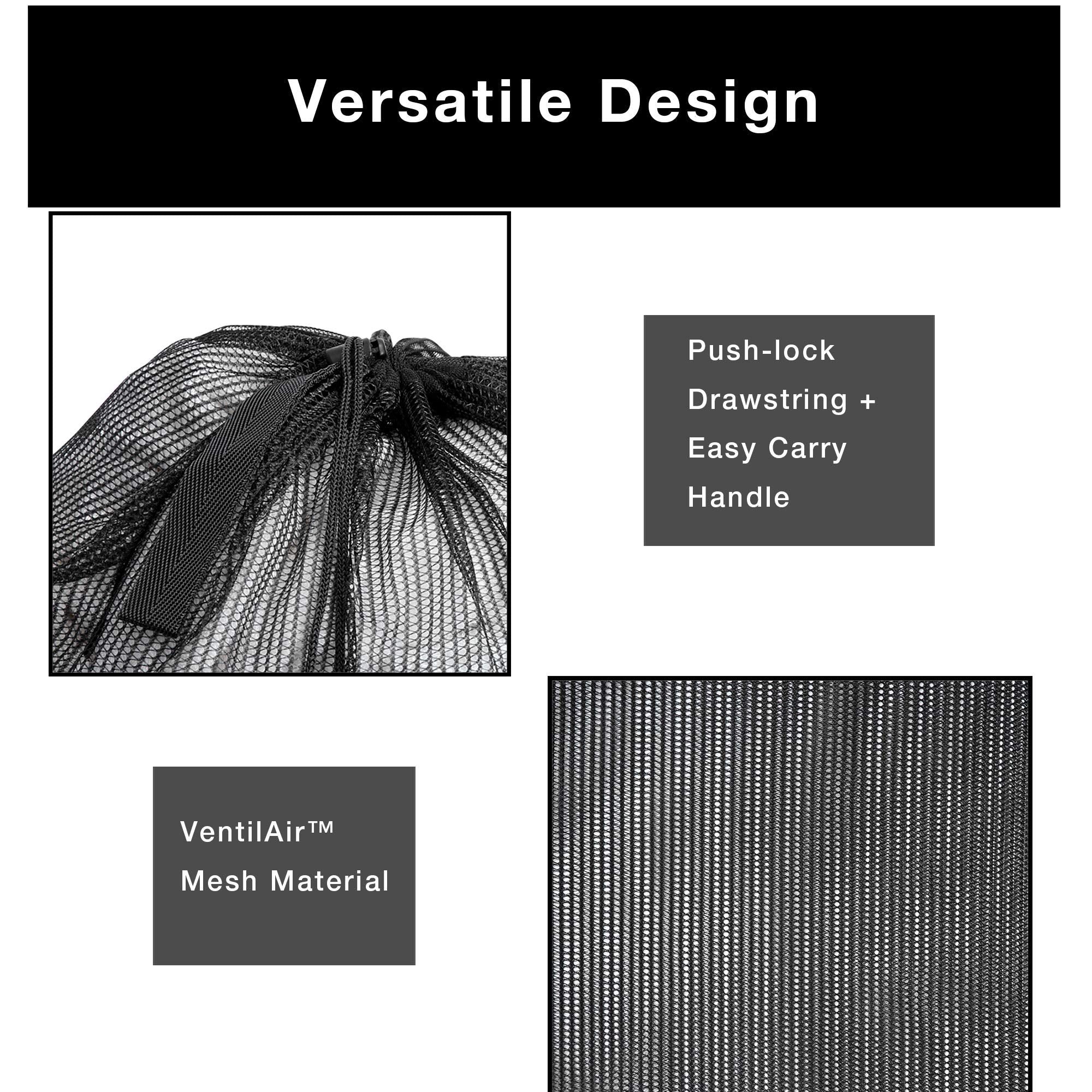 Mesh Laundry Bag with Handle and Push Lock Drawstring - Multiple Options