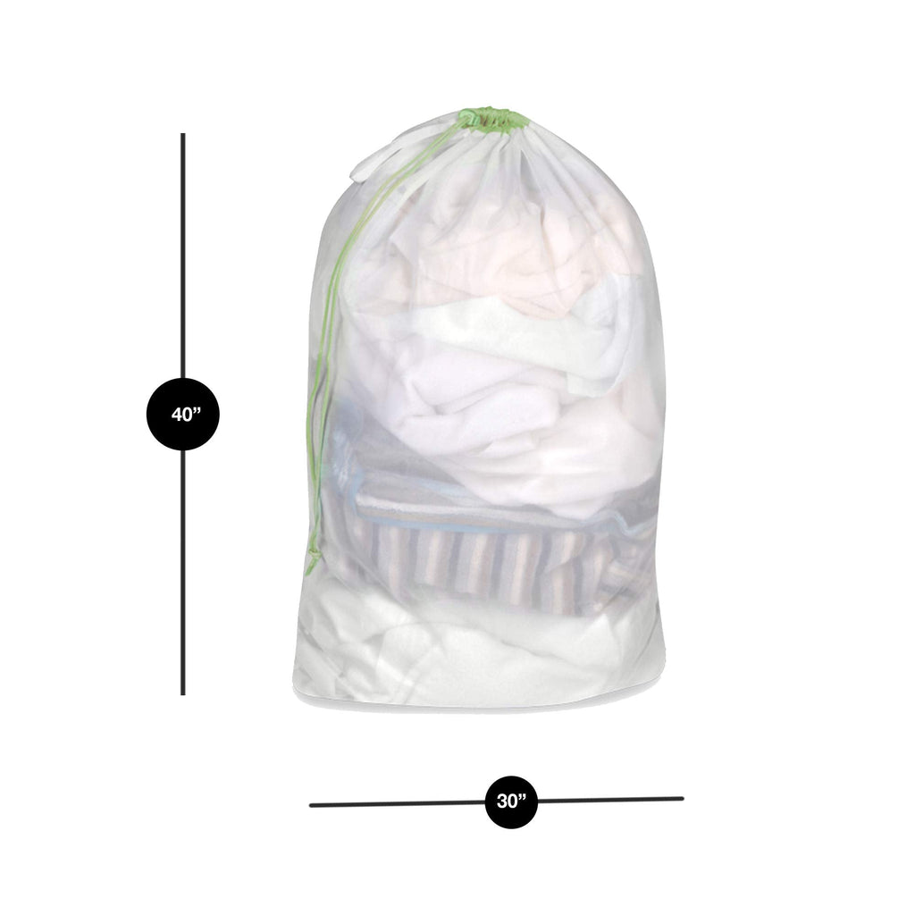 Mesh Laundry Bag with Handle and Push Lock Drawstring - Multiple Options