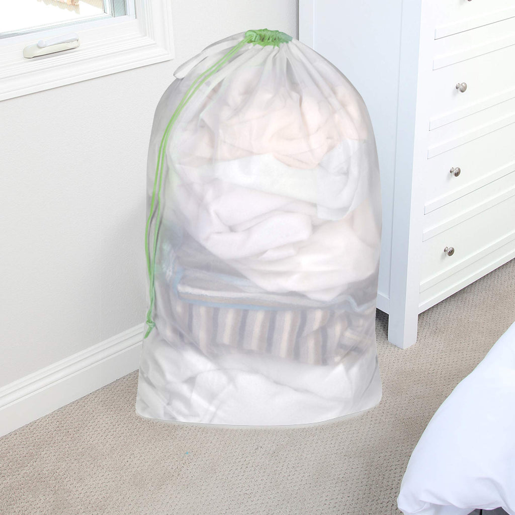 Mesh Laundry Bag with Handle and Push Lock Drawstring - Multiple Options