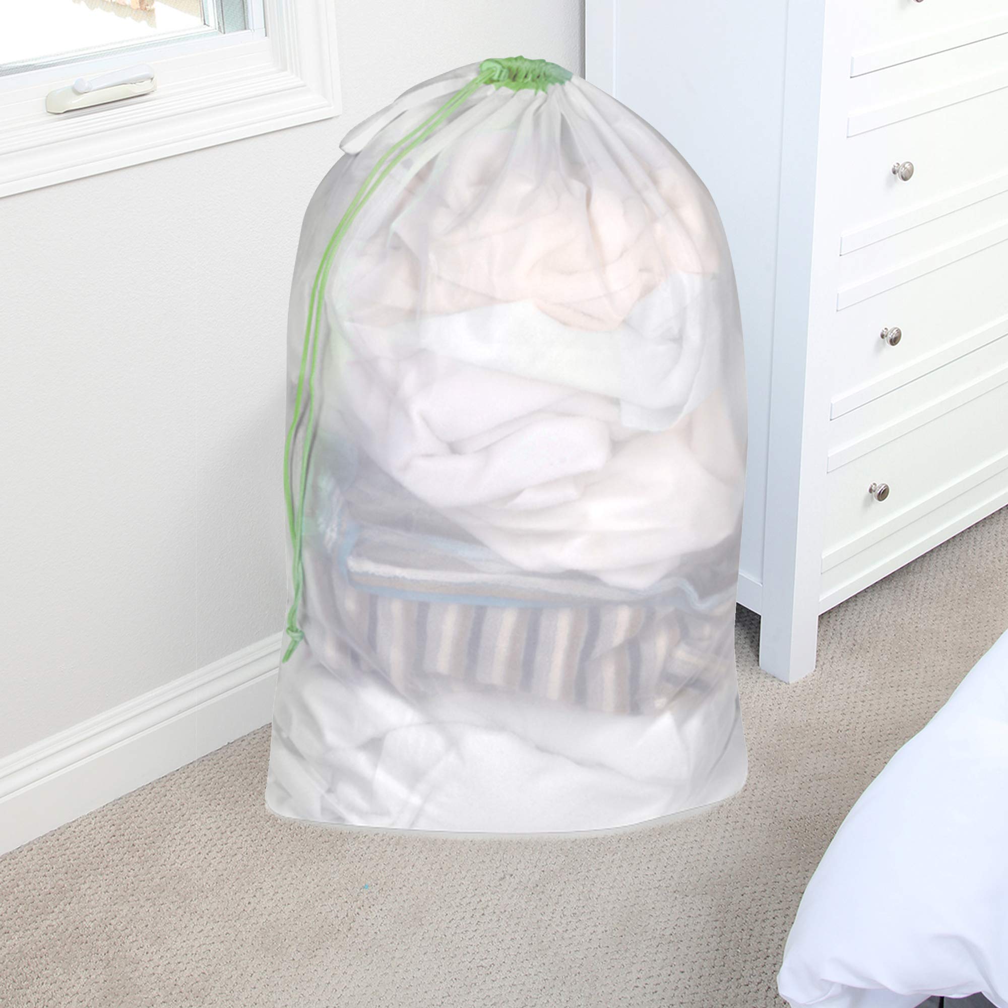 Mesh Laundry Bag with Handle and Push Lock Drawstring - Multiple Options