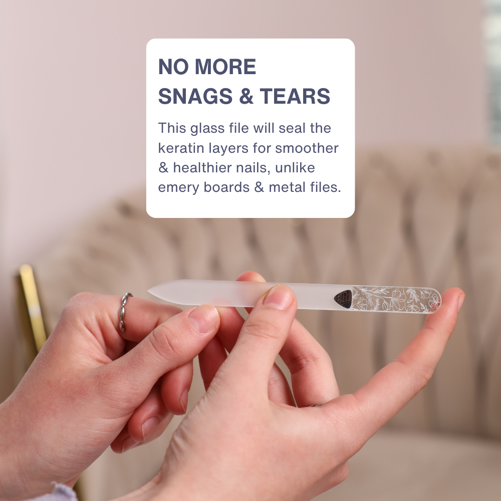 Single Line Art Czech Glass Nail File in Clear