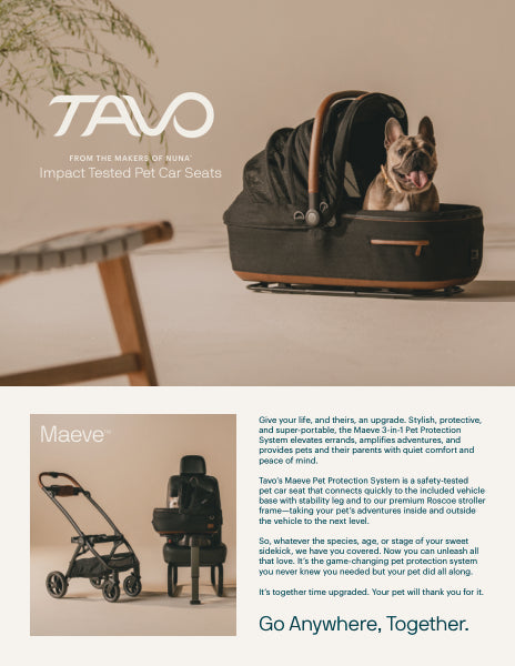 Tavo Pets Maeve™ iso Pet Car Seat Carrier With Integrated Vehicle Latches and Optional Roscoe Stroller Bundle - Please Note Shipping Time Frame in Description