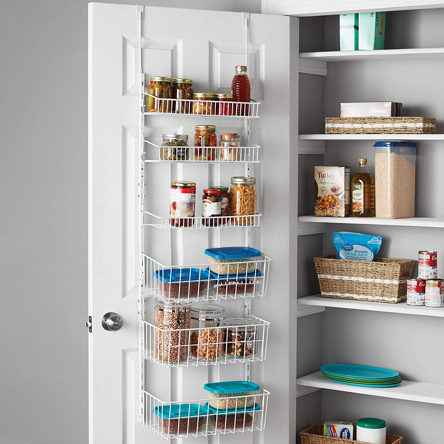 Over-The-Door Metal Wire Pantry Organizer Rack
