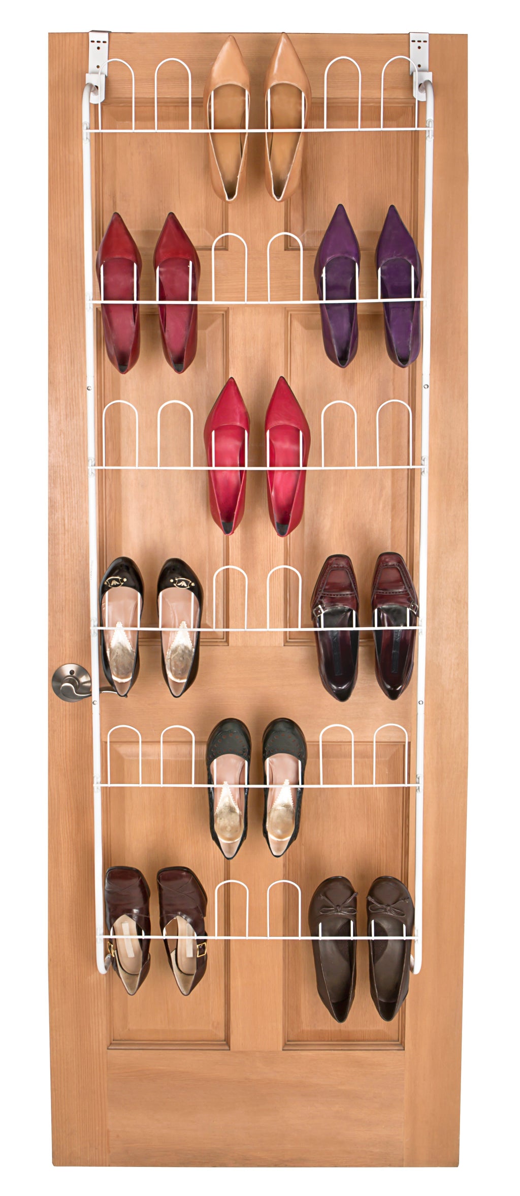Over-The-Door Steel Metal Shoe Rack w/Hooks