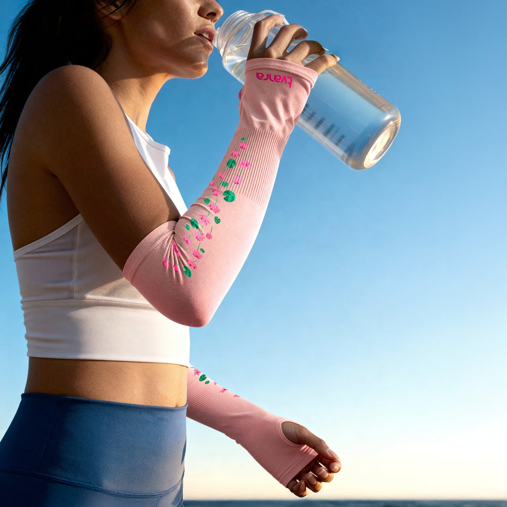 Padmaa Arm Sleeves + Secure Loop Helmet Lock Combo - Baby Pink