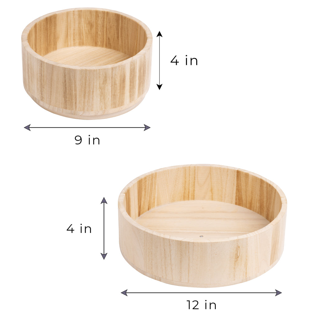 Paulownia Wood Turntable Organizer, Set of 2