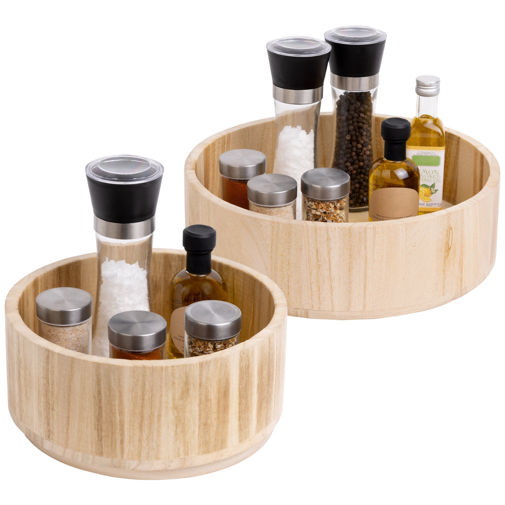 Paulownia Wood Turntable Organizer, Set of 2