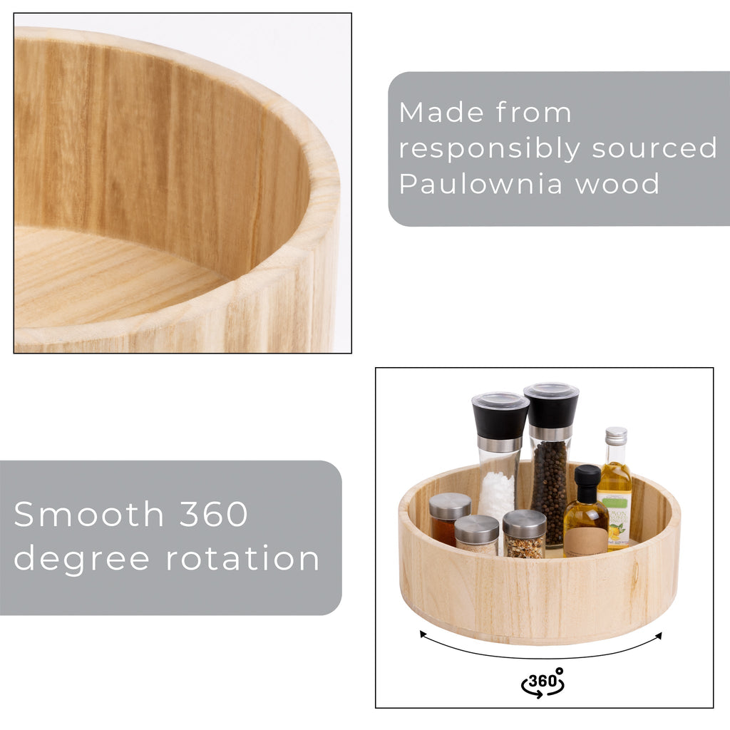 Paulownia Wood Turntable Organizer, Set of 2