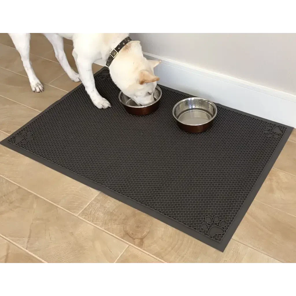 Formosa Covers Pet Feeding Cat Litter Catcher Non-Slip Mat Waterproof Large 23"L x 36"W Jet Black