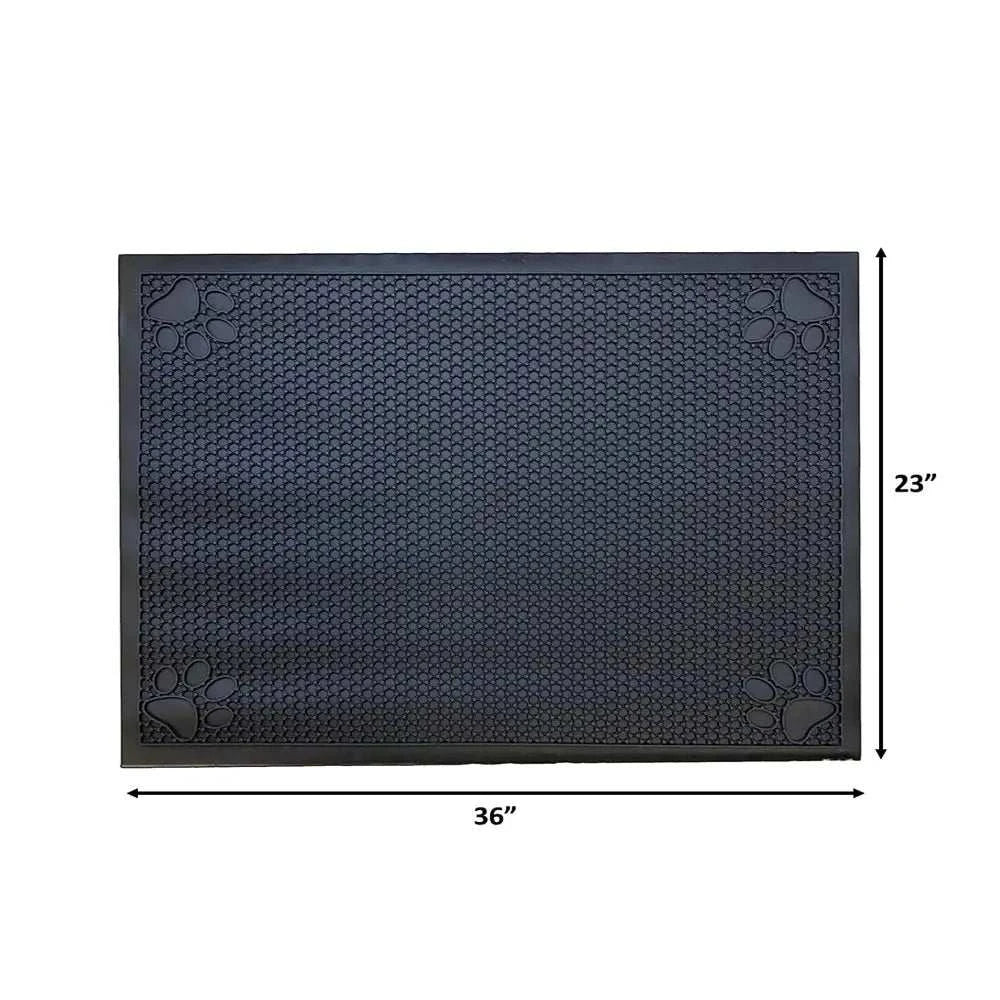 Formosa Covers Pet Feeding Cat Litter Catcher Non-Slip Mat Waterproof Large 23"L x 36"W Jet Black