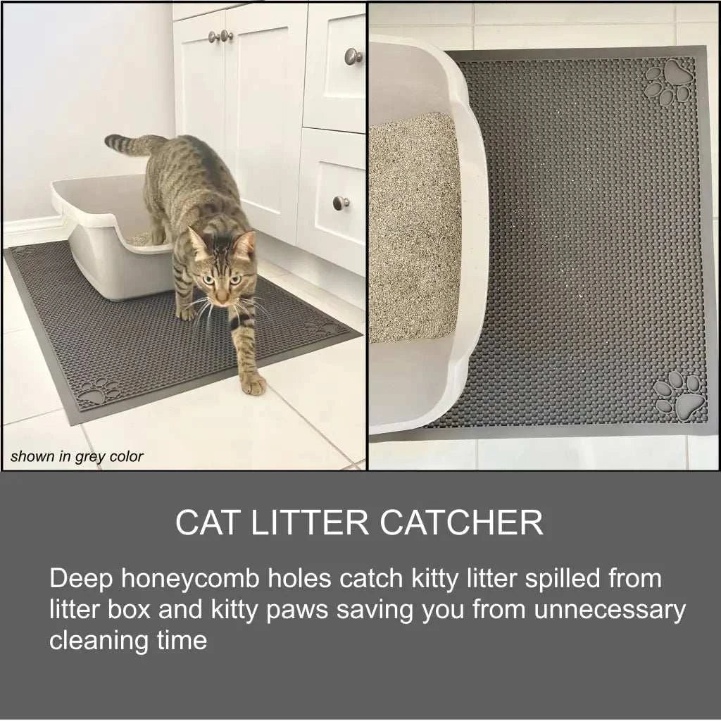 Formosa Covers Pet Feeding Cat Litter Catcher Non-Slip Mat Waterproof Large 23"L x 36"W Jet Black