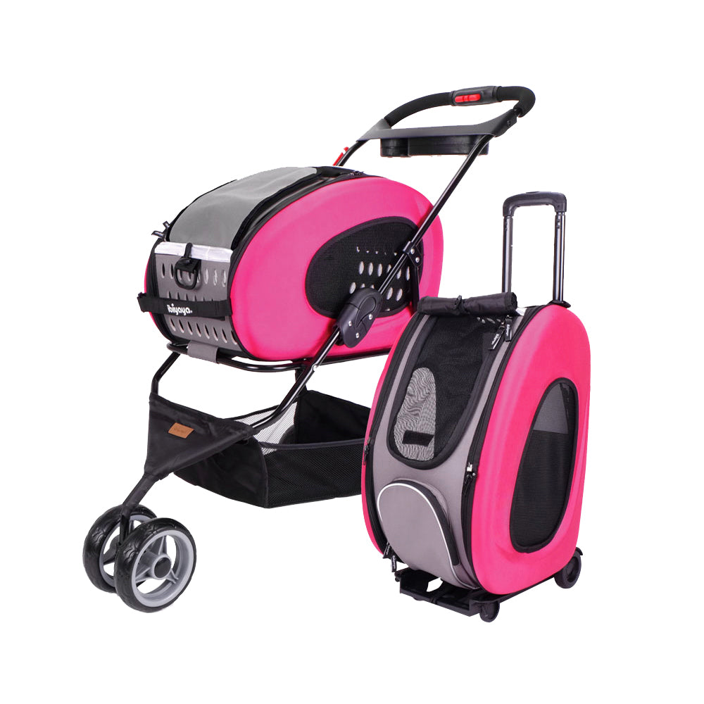 Ibiyaya 5-in-1 EVA Pet Carrier-Stroller, Dog-Cat Sling Bag, Small Backpack with Wheels, Car Seat Booster Combo