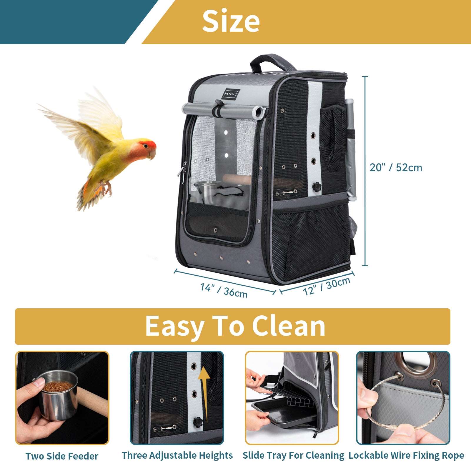 PETSFIT Bird Carrier Backpack