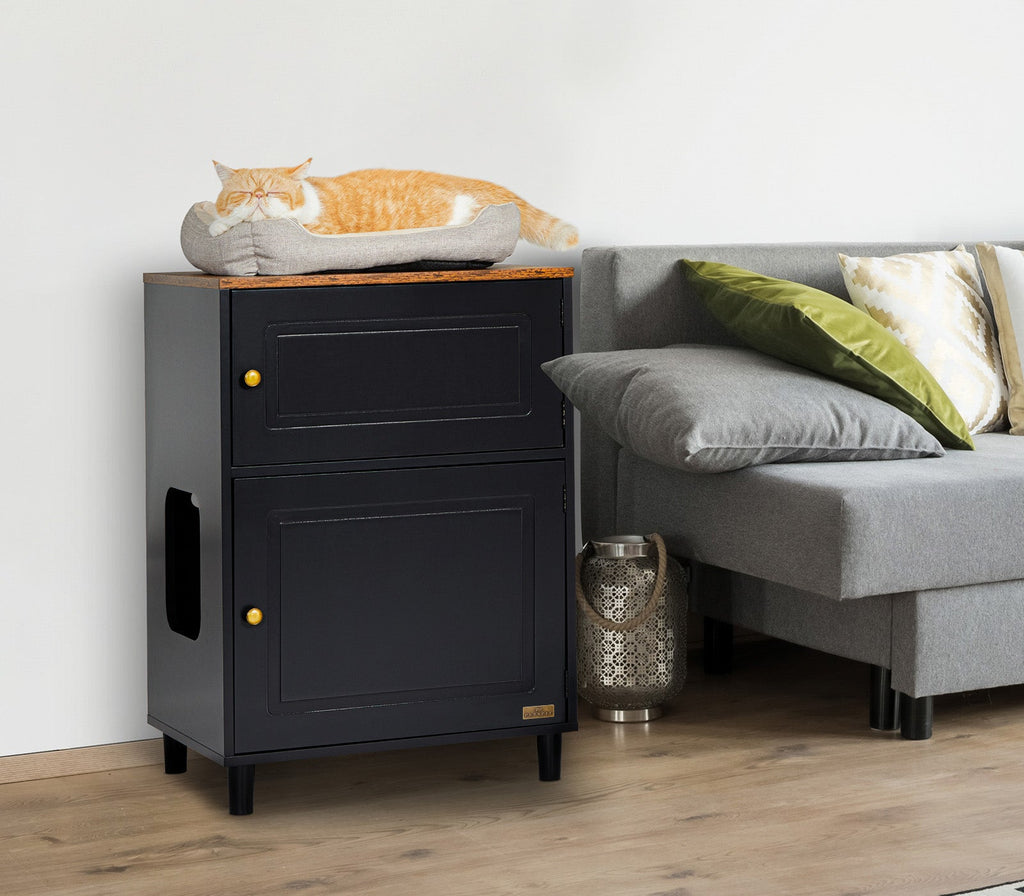 PETSFIT Litter Box Enclosure Stylish Furniture with Odor-Free Storage Cabinet