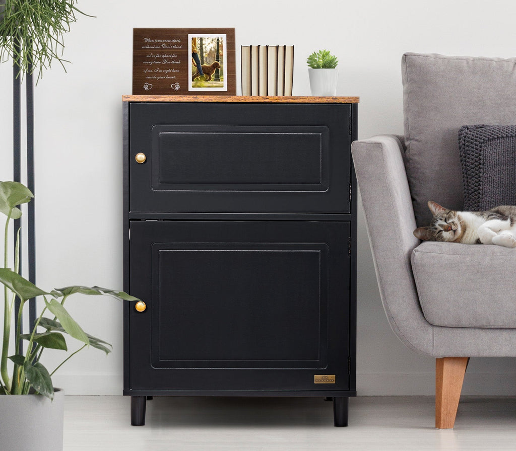 PETSFIT Litter Box Enclosure Stylish Furniture with Odor-Free Storage Cabinet