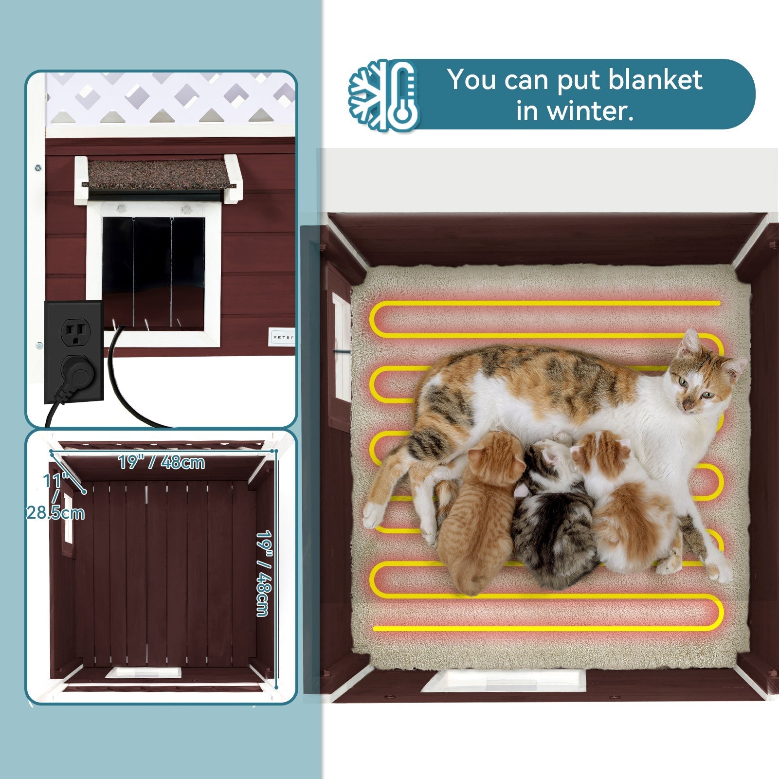 PETSFIT Cat House for Outdoor Feral Cat Shelter