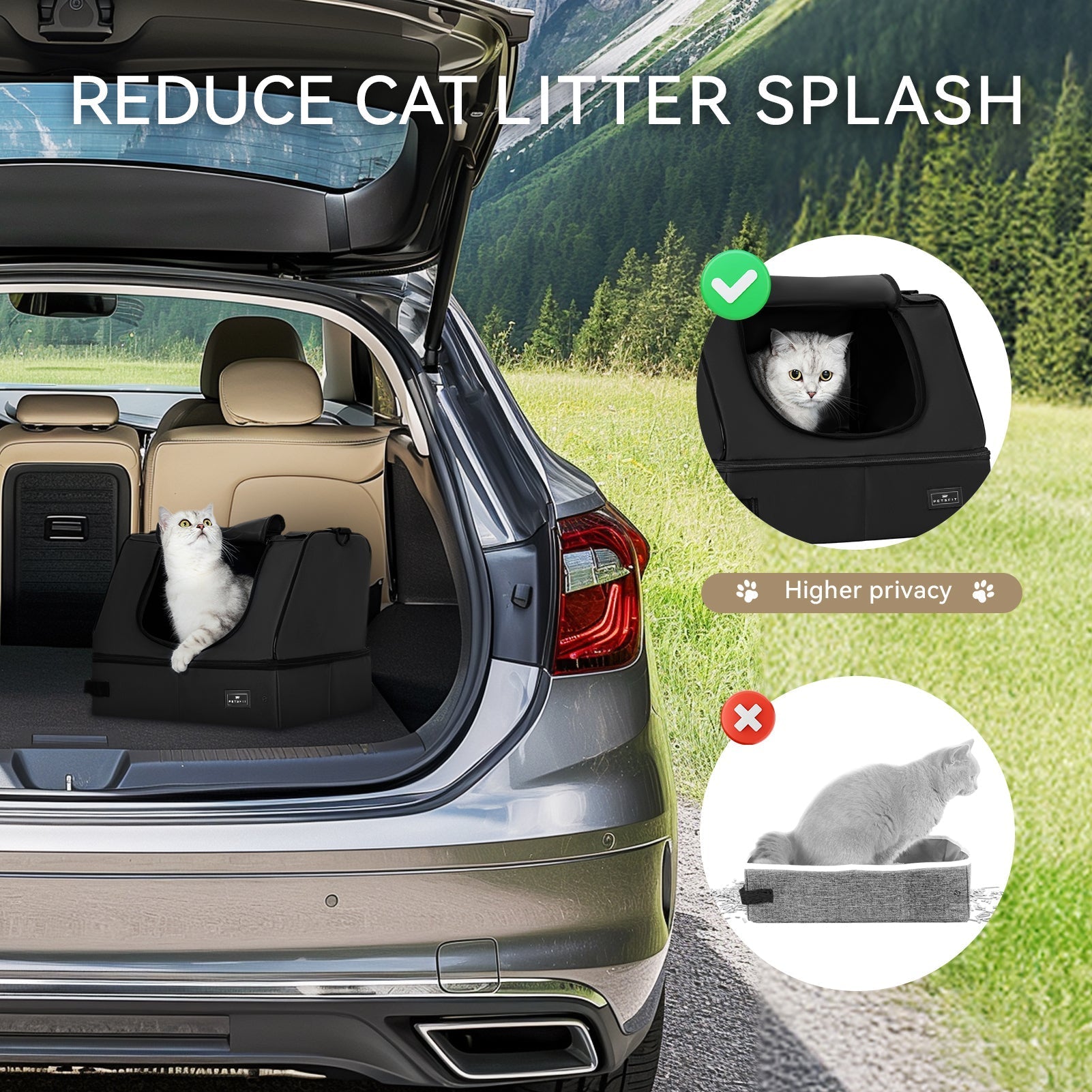 PETSFIT Upgrade Portable Travel Cat Litter Box