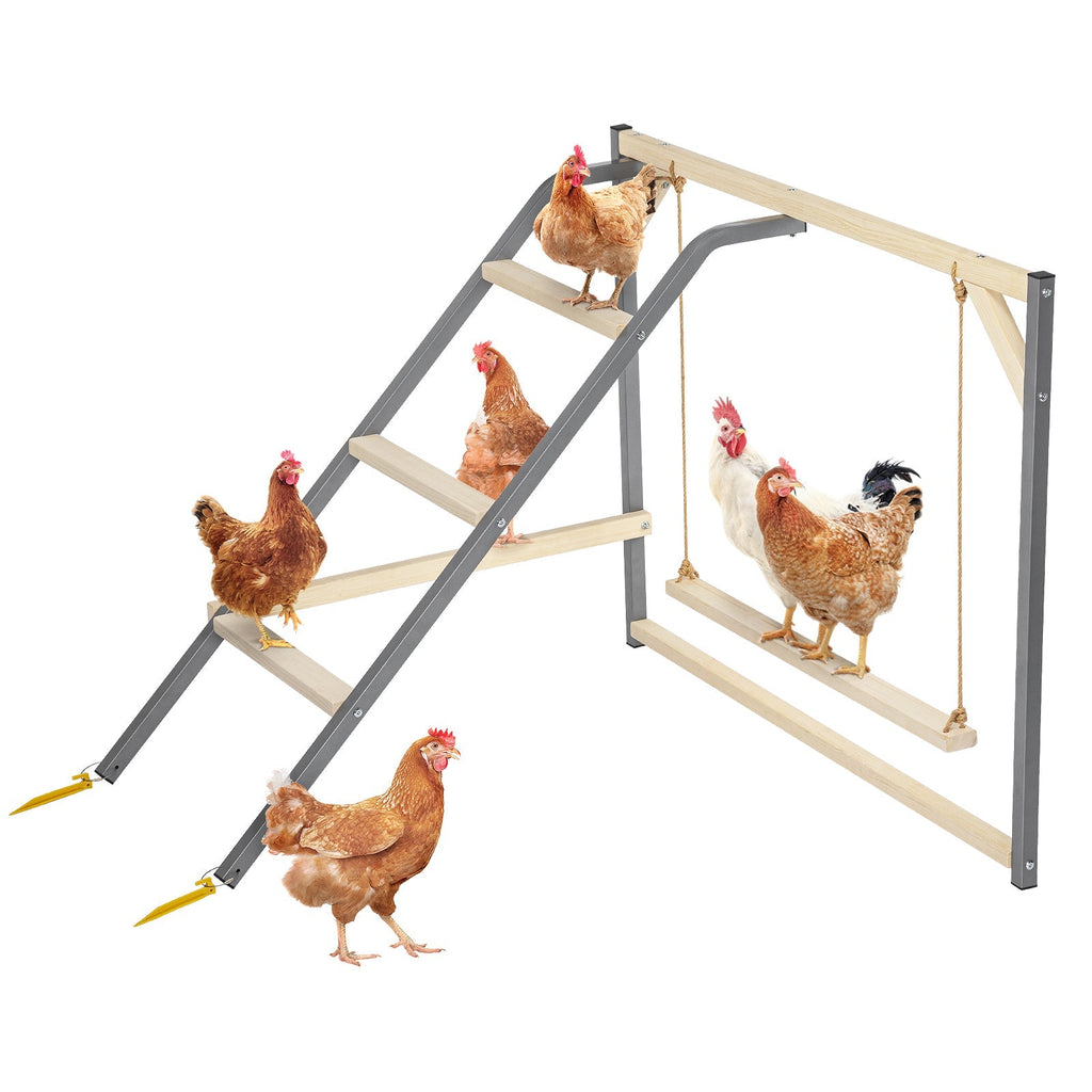 PETSFIT Wooden Chicken Perch with Swing – Durable Roosting Bar for Coops and Farms