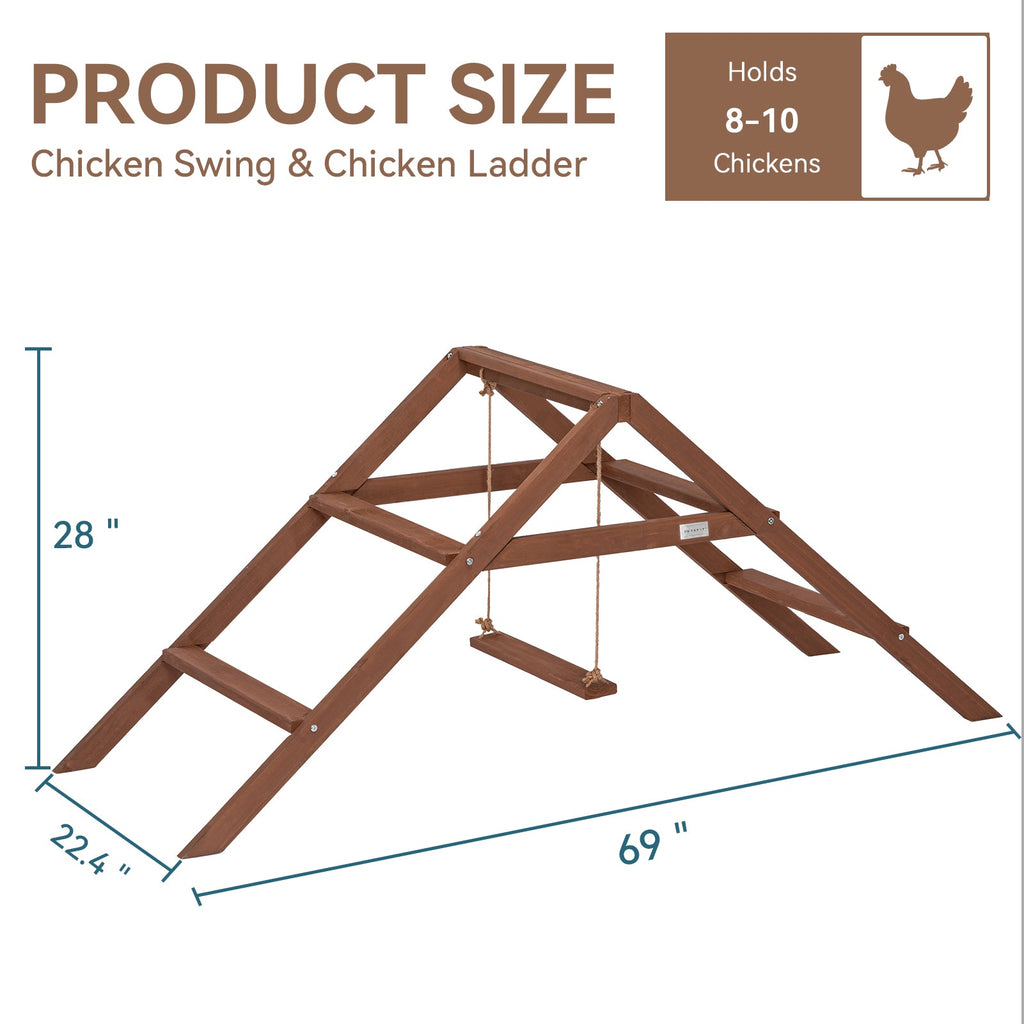 PETSFIT Chicken Swing Toys for Coop Accessories 5 Chicken Perches Wooden