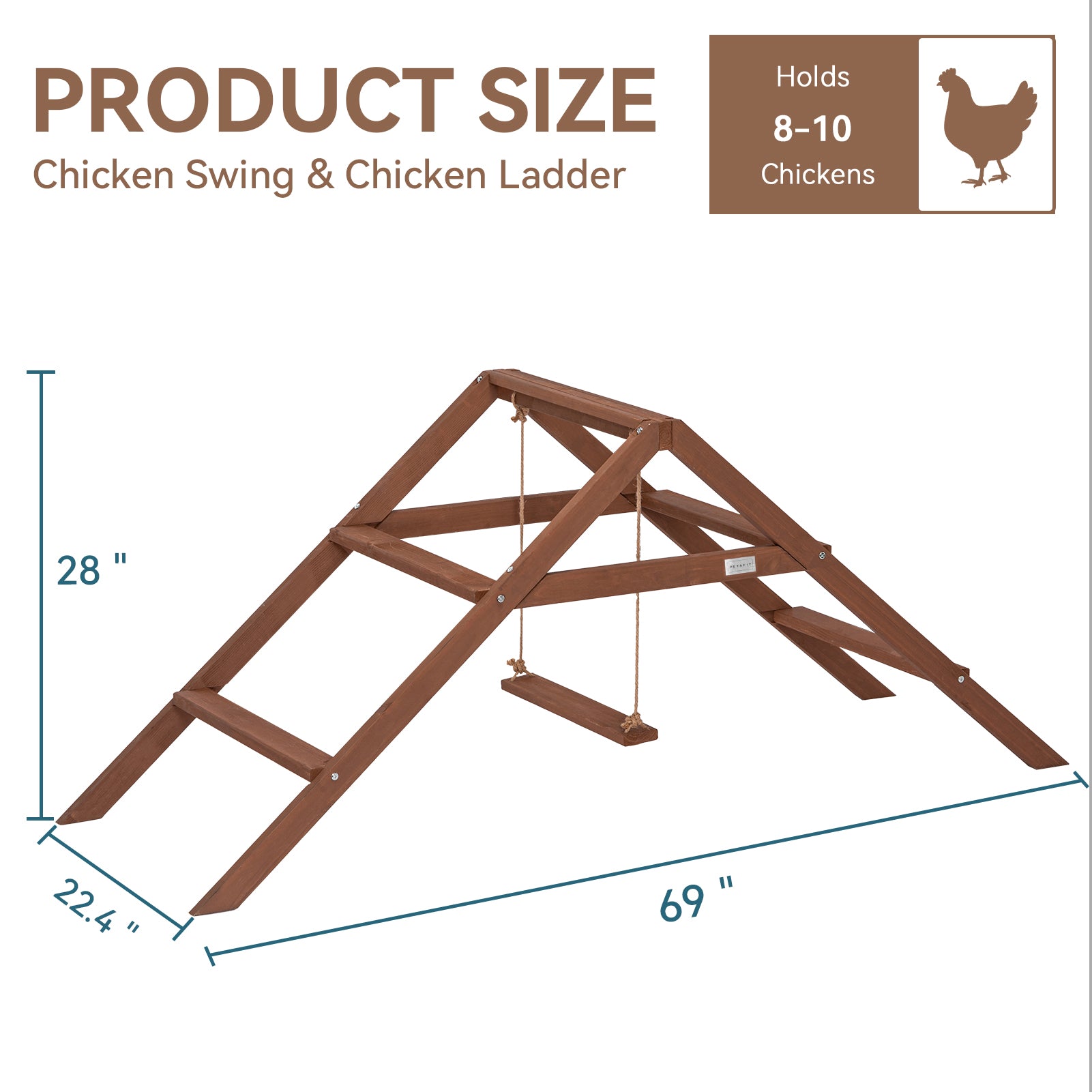 PETSFIT Chicken Swing Toys for Coop Accessories 5 Chicken Perches Wooden