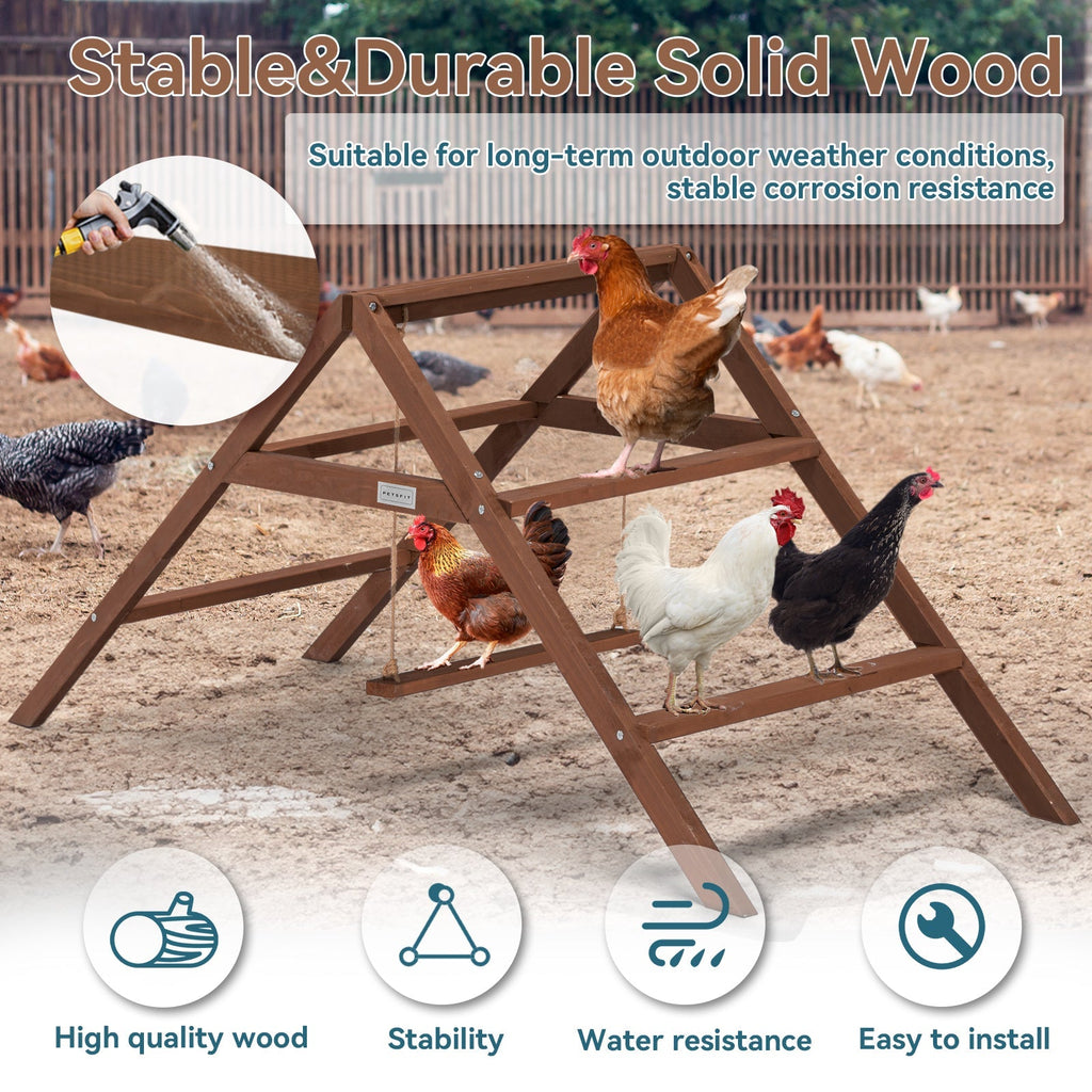 PETSFIT Chicken Swing Toys for Coop Accessories 5 Chicken Perches Wooden