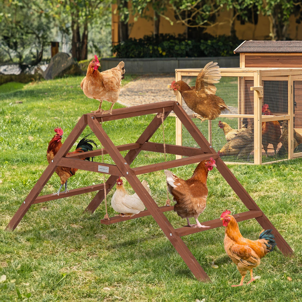 PETSFIT Chicken Swing Toys for Coop Accessories 5 Chicken Perches Wooden