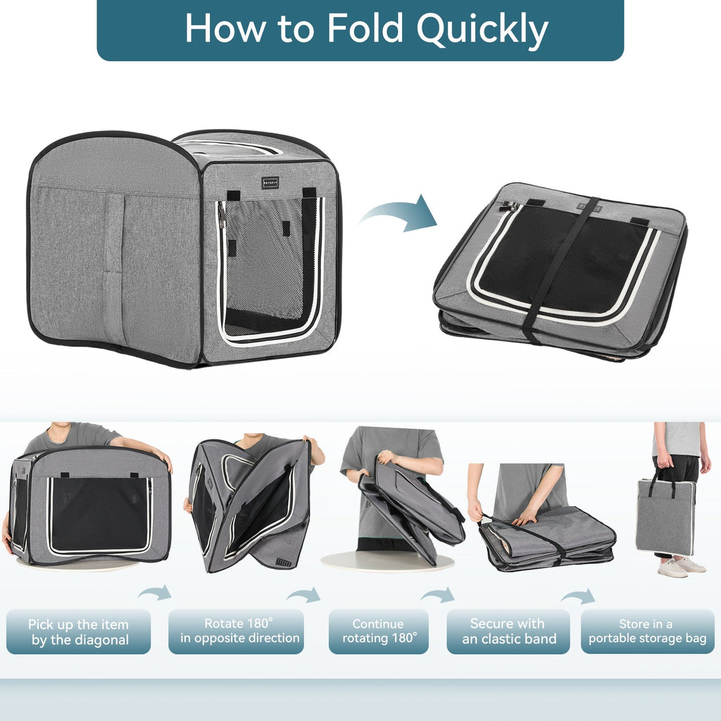 PETSFIT Travel Dog Crate Collapsible Dog Kennel Collapsible