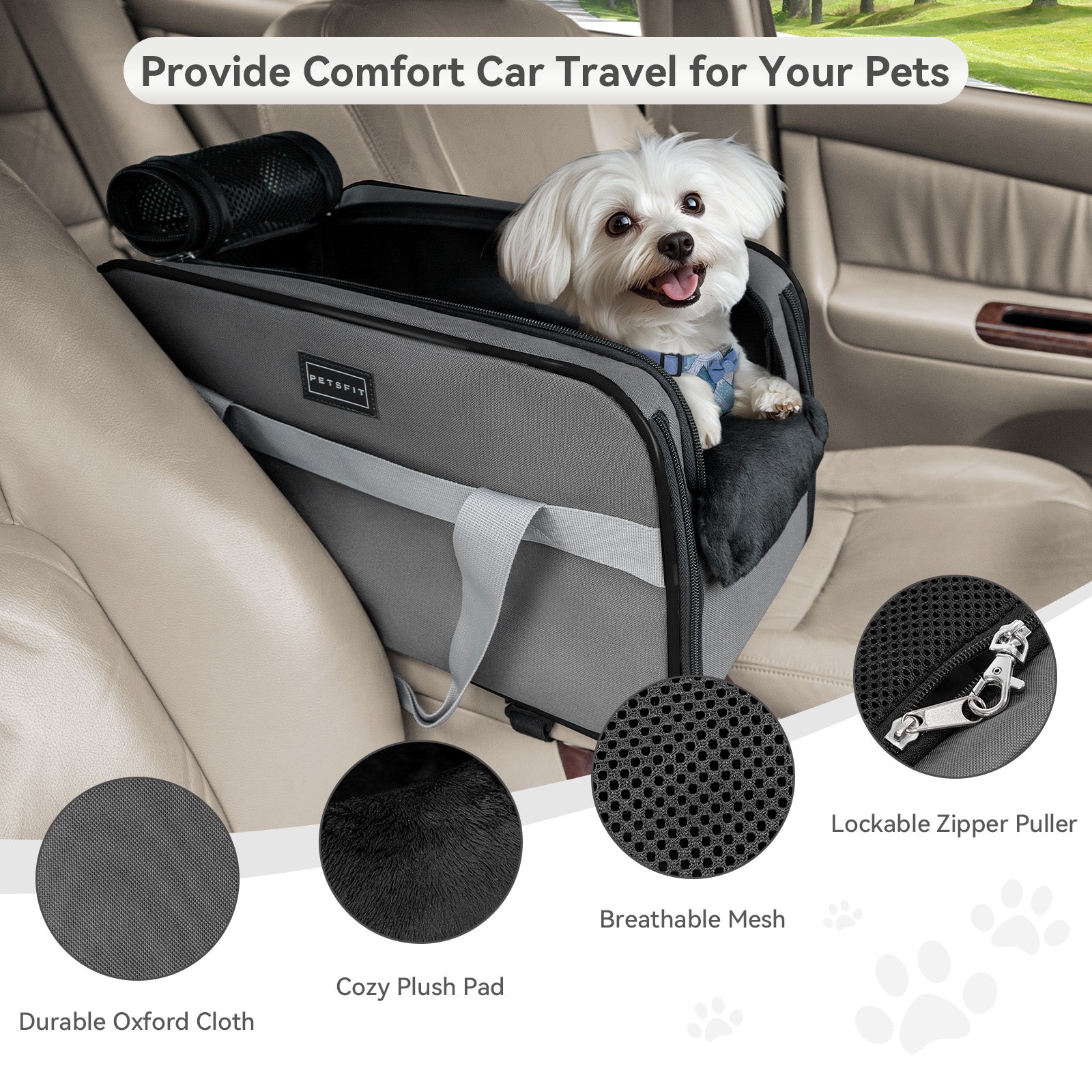 PETSFIT Multipurpose Console Dog Car Seat