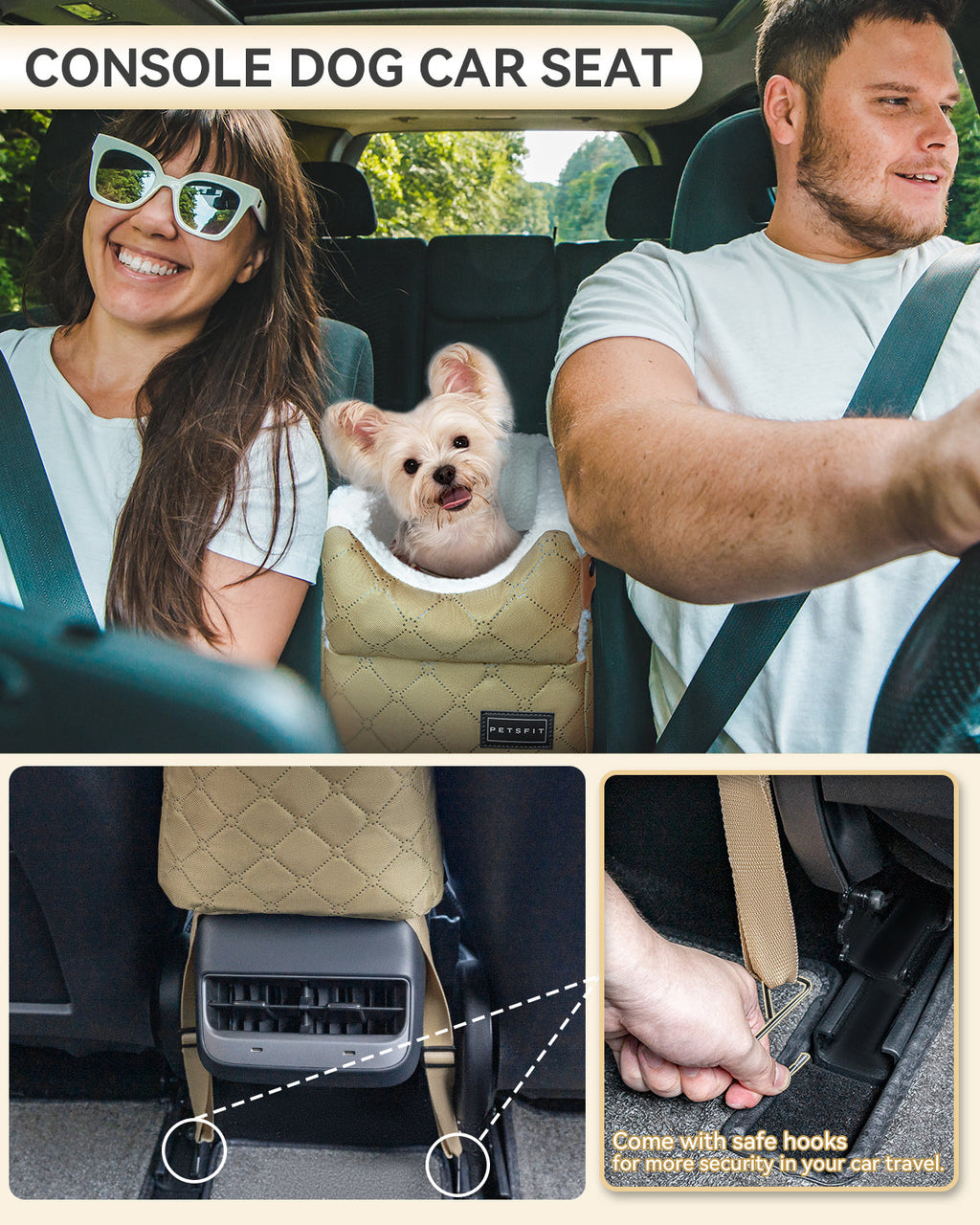 Petsfit Console Dog Car Seat  for Small Dogs  up to 8 lbs