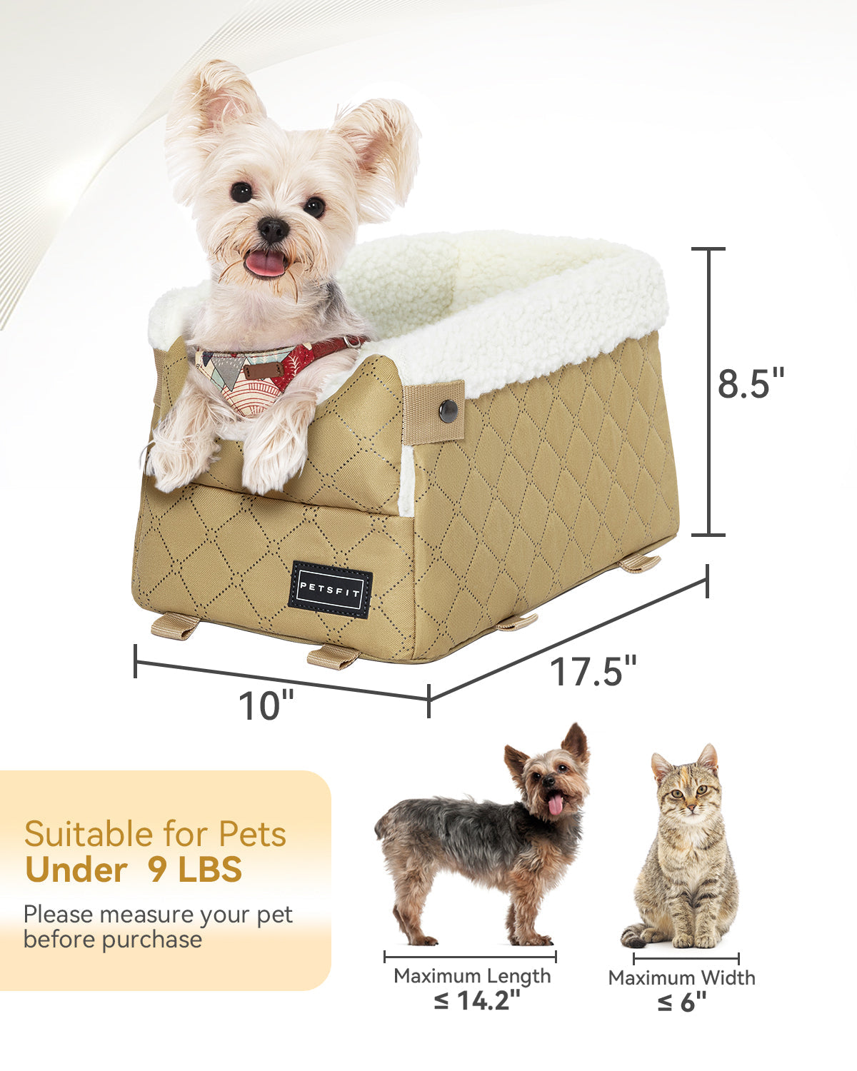 Petsfit Console Dog Car Seat  for Small Dogs  up to 8 lbs