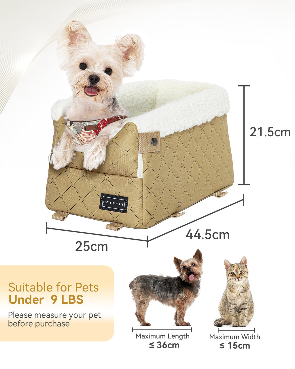 Petsfit Console Dog Car Seat  for Small Dogs  up to 8 lbs