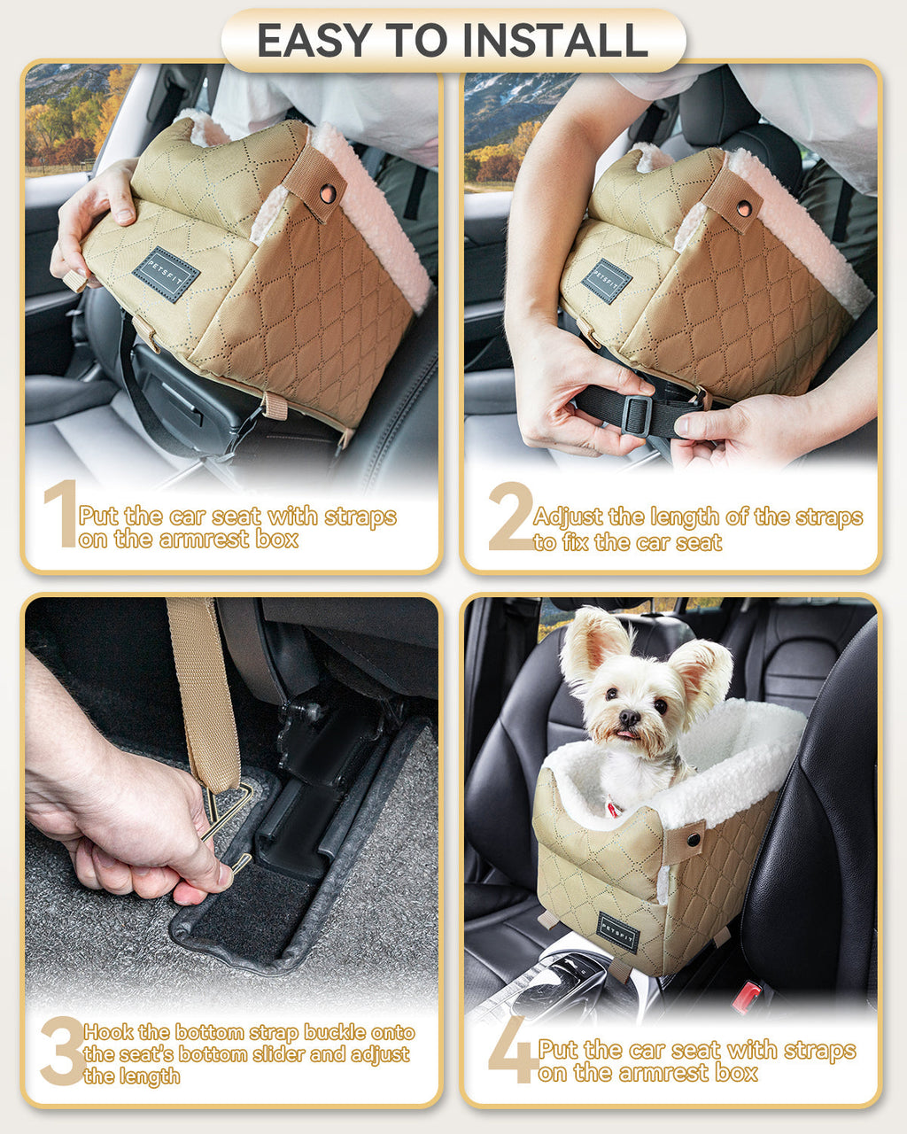 Petsfit Console Dog Car Seat  for Small Dogs  up to 8 lbs