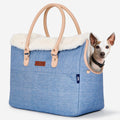 PETSFIT Vira Blazer Denim Pet Tote with White Sherpa Trim
