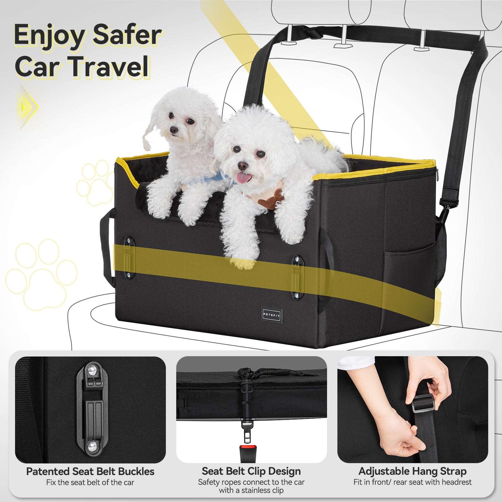 PETSFIT Dog  Car Booster Seat for Medium Dogs