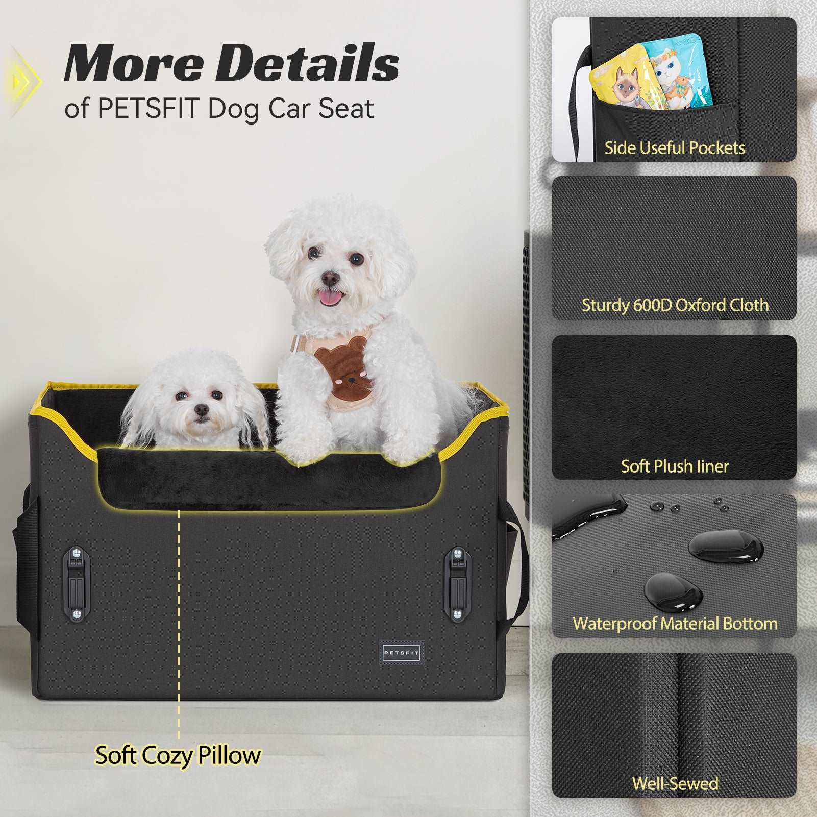 PETSFIT Dog  Car Booster Seat for Medium Dogs
