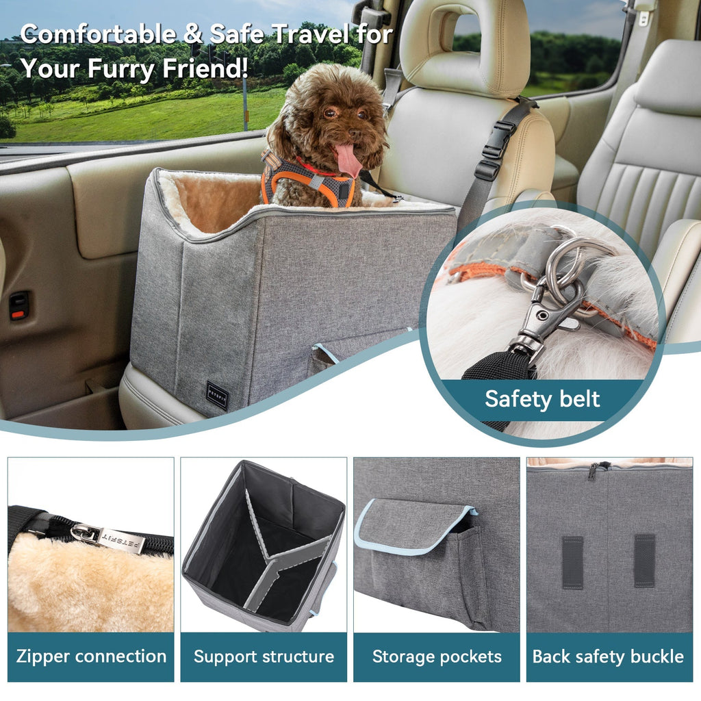 PETSFIT Dog Booster Car Seat For Pet Travel with Safety Belt
