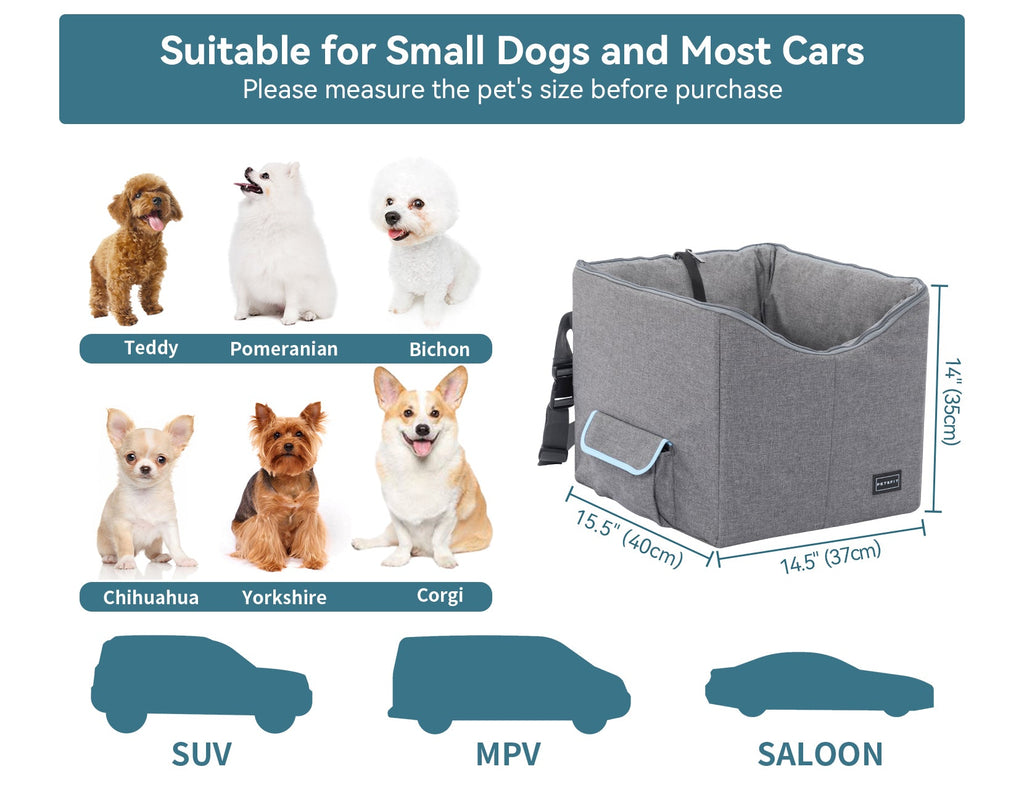 PETSFIT Dog Booster Car Seat For Pet Travel with Safety Belt